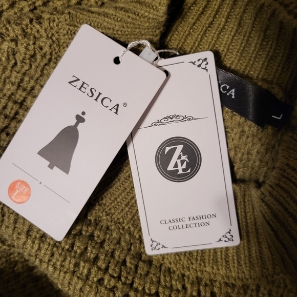 Zesica Large Oversized Sweater olive Green crew neck NWT - Picture 2 of 14